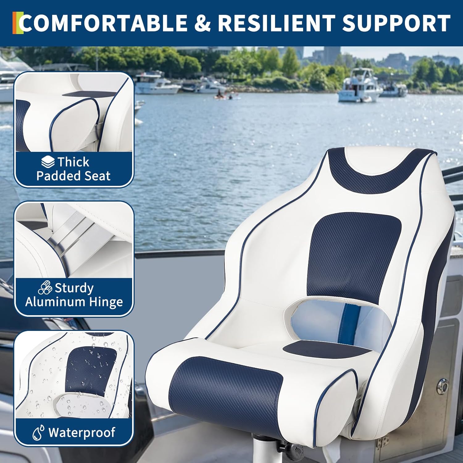 High Back Boat Seat with Flip- - Fishing Boat Aluminum avaliação e preço