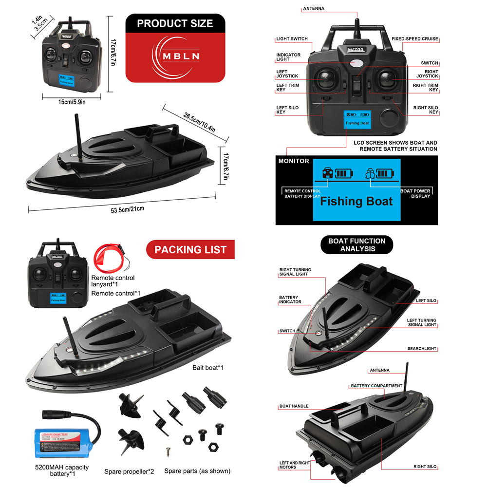 Brand,Fishing Bait Boat,Dual M - Fishing Boat Trolling Motor avaliação e preço