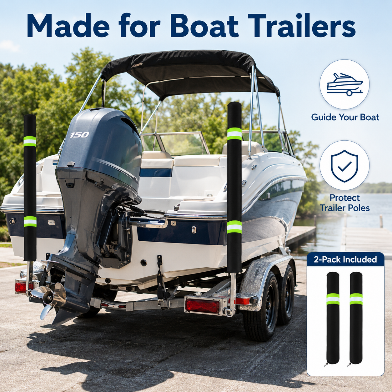 2Pcs Boat Trailer Guide Pole C - Fishing Boat Cover avaliação e preço